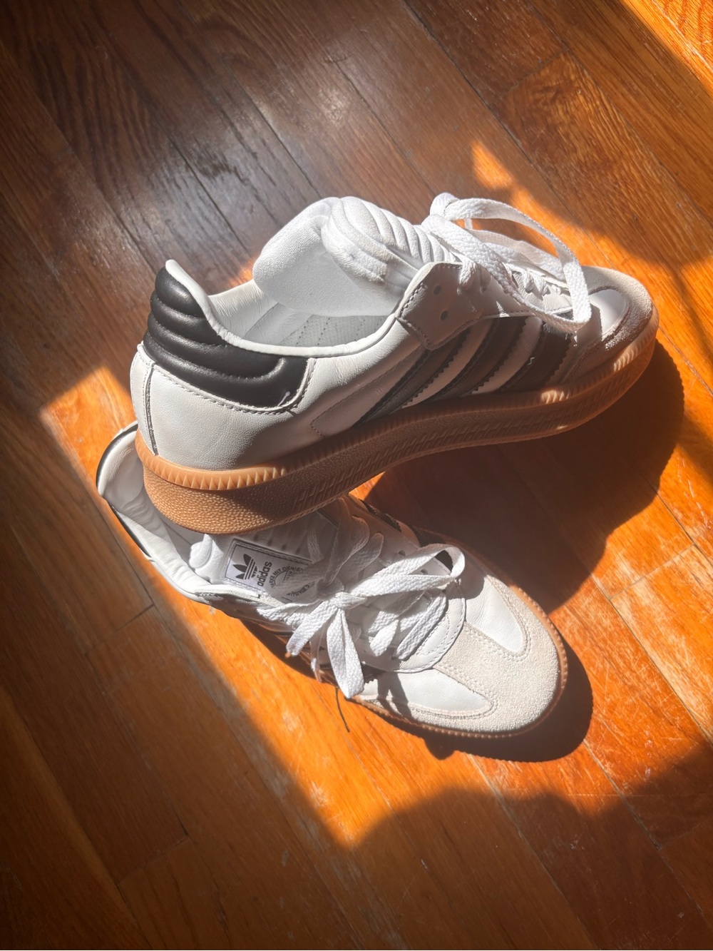 adidas White & Black Retro Low-Top Sneakers with Gum Sole